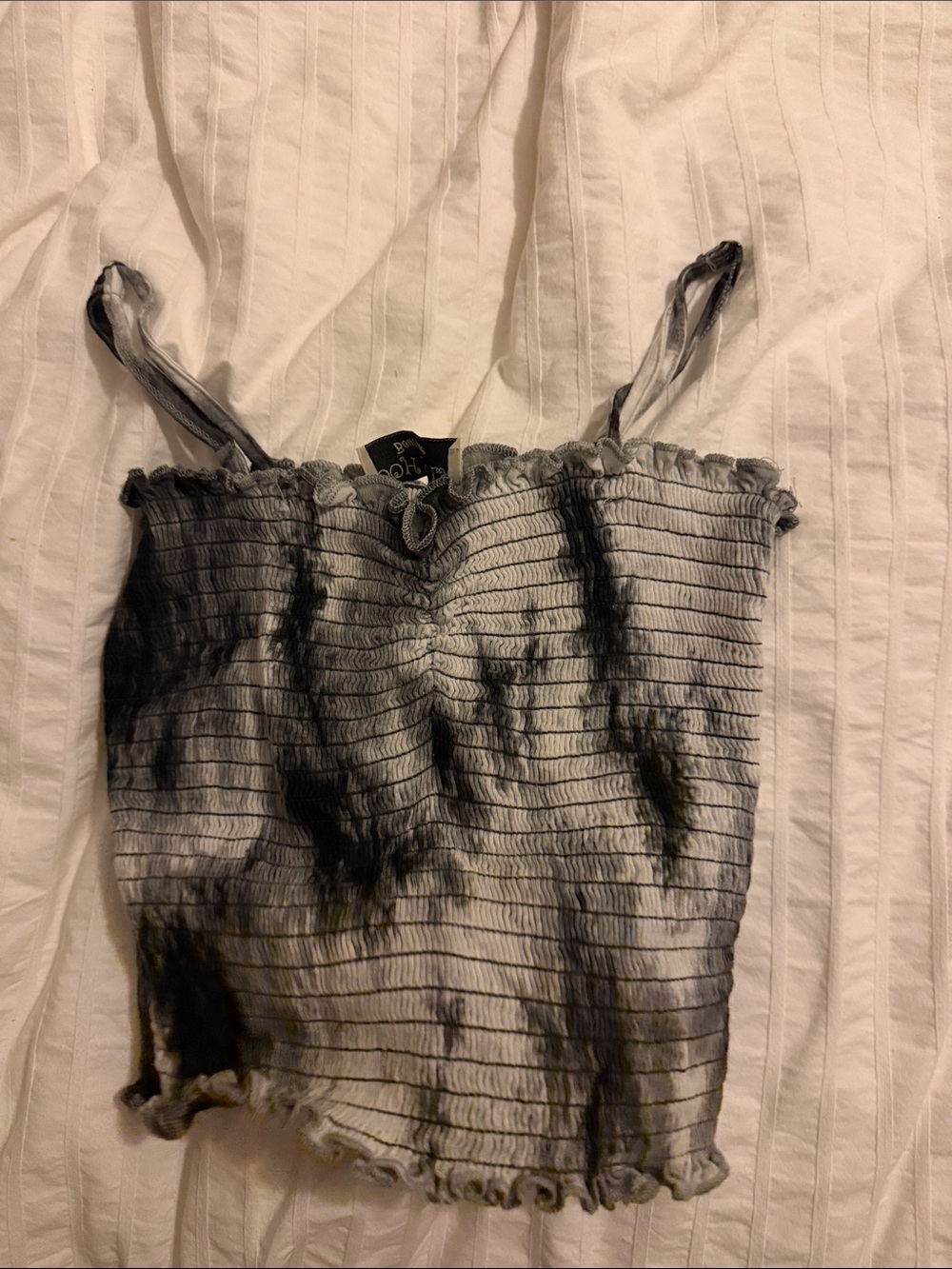 Tie-Dye Smocked Cami Top - Black/Gray